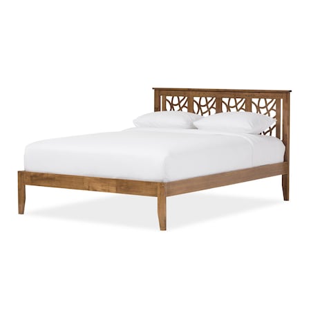 Baxton Studio Trina Tree Polyresin and Walnut Wood Queen Size Platform Bed 125-6918